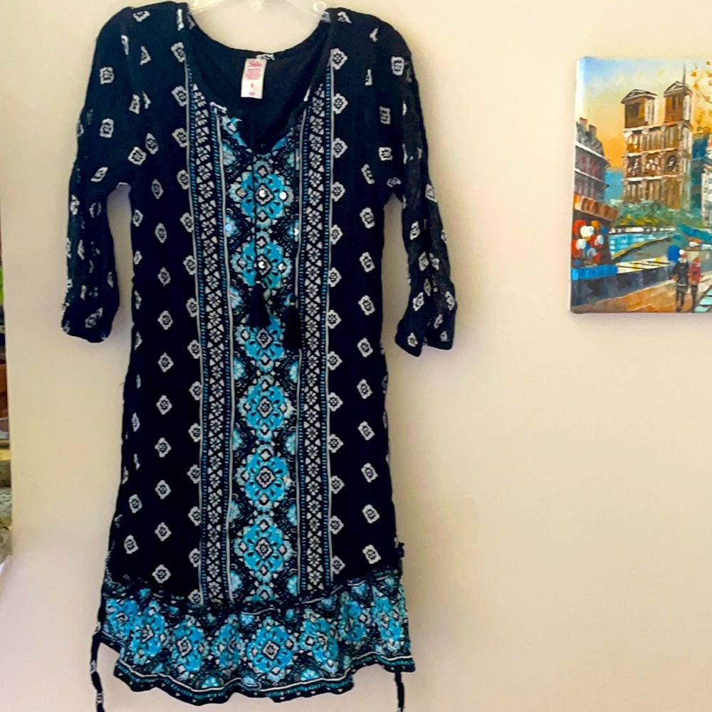 Justice black and turquoise dress